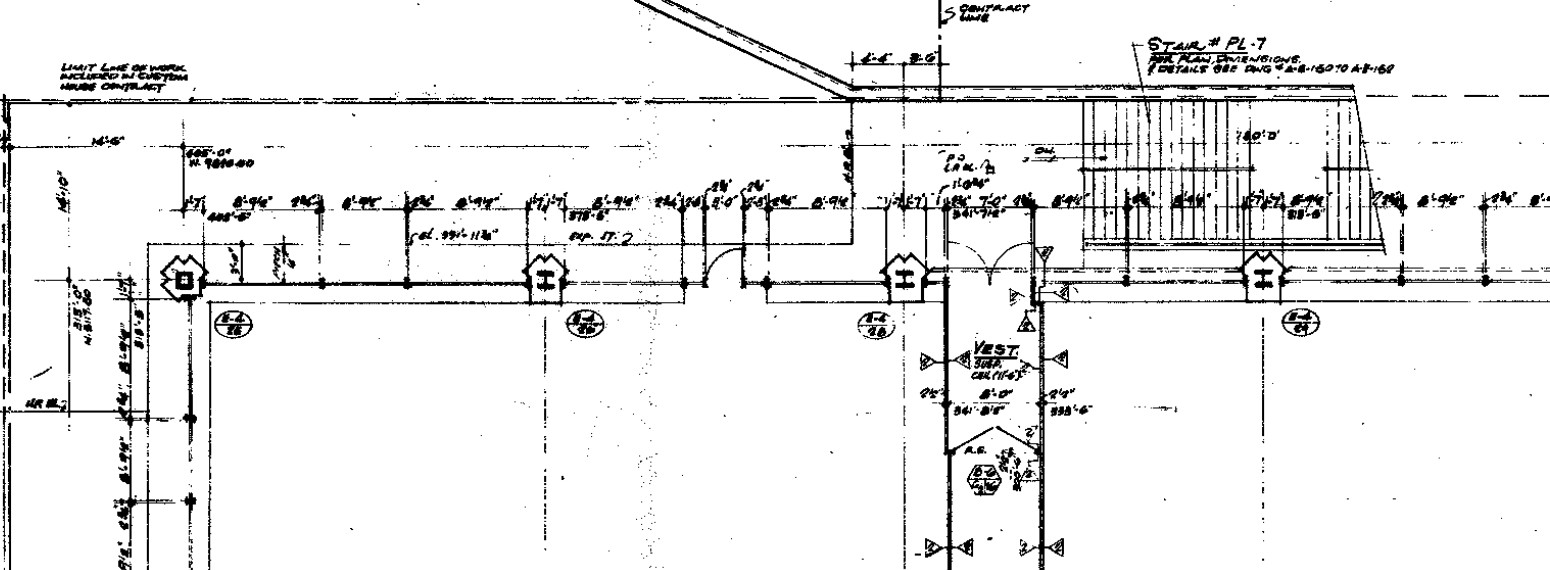 Original upper floor plan crop showing stair PL7 and adjoining building